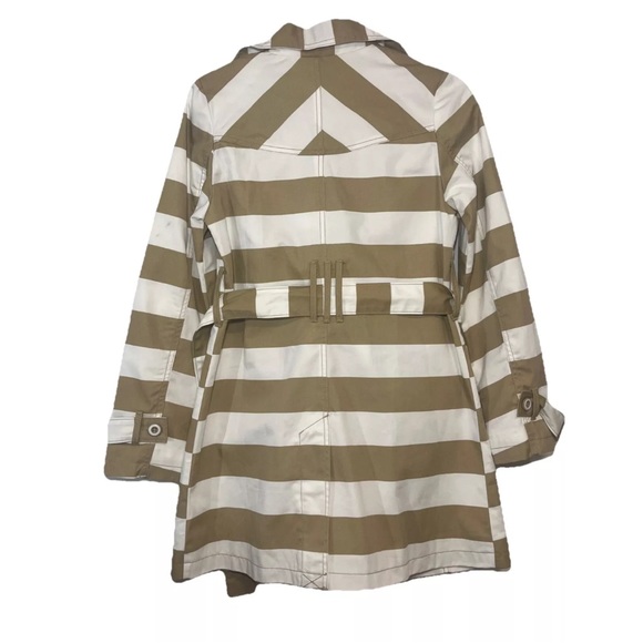 Merona Trench Coat White and Beige Striped Jacket Size Small - Picture 2 of 3